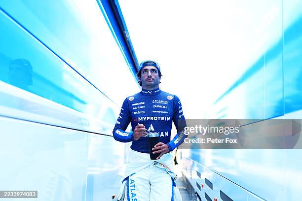 Carlos Sainz of Spain and Williams looks on during final practice ahead of the F1 Grand Prix of Italy at Autodromo Nazionale Monza on September 06,...