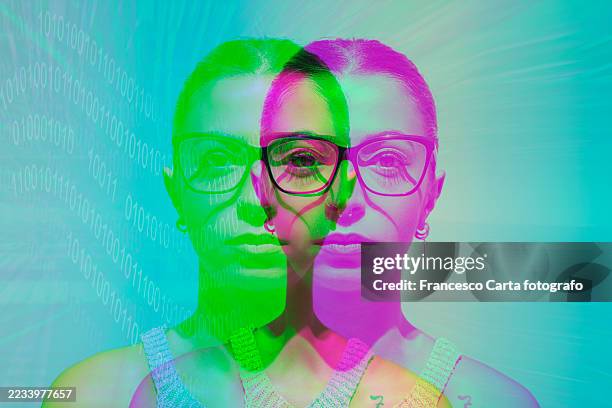 biometric identification. metaverse technology concepts. - facial recognition technology stock pictures, royalty-free photos & images