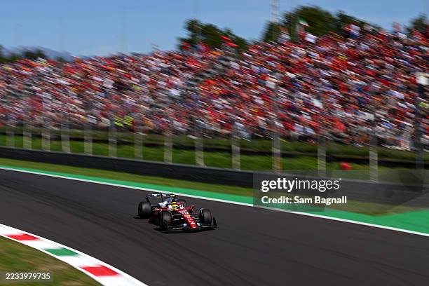 Lewis Hamilton of Great Britain driving the Scuderia Ferrari SF-25 on track during final practice ahead of the F1 Grand Prix of Italy at Autodromo...