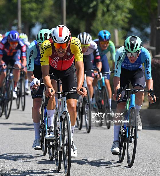 Sergio Samitier of Spain and Team Cofidis and Leo Bisiaux of France and Team Decathlon AG2R La Mondiale compete in the breakaway during the La Vuelta...