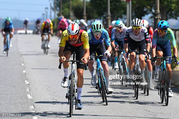 Sergio Samitier of Spain and Team Cofidis and Johannes Staune-Mittet of Norway and Team Decathlon AG2R La Mondiale compete in the breakaway during...