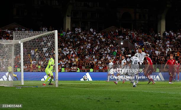 Cristiano Ronaldo of Portugal scores his team's second goal during the FIFA World Cup 2026 qualifier match between Armenia and Portugal at Vazgen...