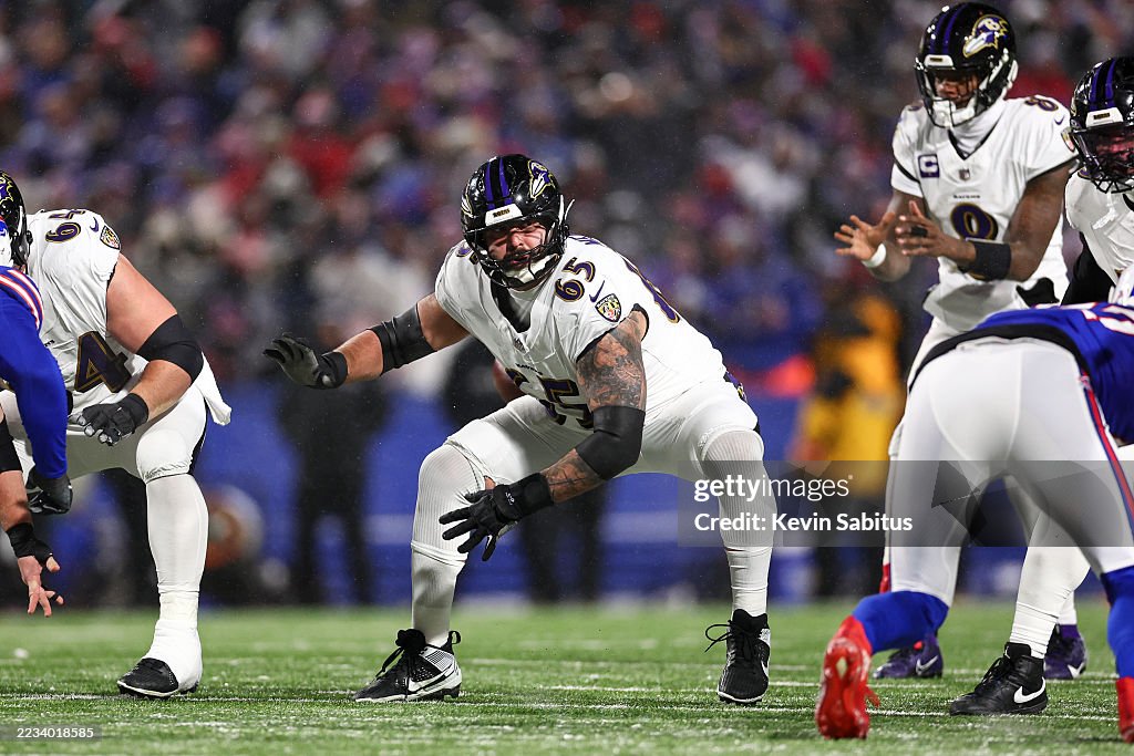 Afc Block Patrick Mekari of the Baltimore Ravens blocks during an NFL football ...