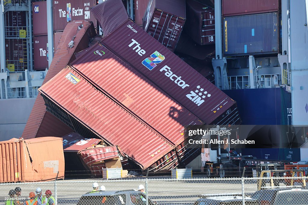 Port Container Disaster Dozens of shipping containers fell off a cargo vessel in the Port of ...