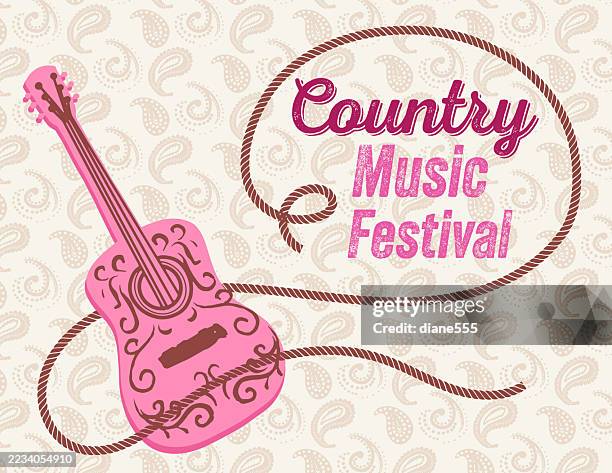 illustrations, cliparts, dessins animés et icônes de affiche cow-girl rose avec chapeau et corde - country music