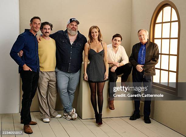 Chris Abernathy, Eric B. Fleischman, Adam Carter Rehmeier, Samara Weaving, Kyle Gallner and Stephen Braun of "Carolina Caroline" pose in the Getty...