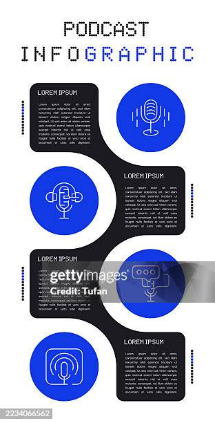 podcast infographic - pixel line perfect - sound visualization stock illustrations