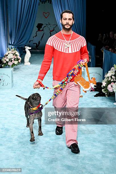Dylan O'Brien on the runway at the Susan Alexandra x Rachel Antonoff Dog Show during New York Fashion Week held at St. Ann's Warehouse on September...