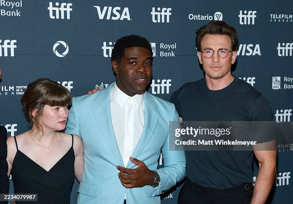 Sam Croot Jade Croot, Sam Richardson, and Chris Evans attend the premiere of ...