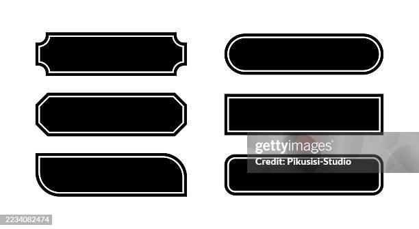 illustrations, cliparts, dessins animés et icônes de ensemble de cadre de style autocollant noir et blanc. collection de différentes étiquettes - vintage logo rectangle