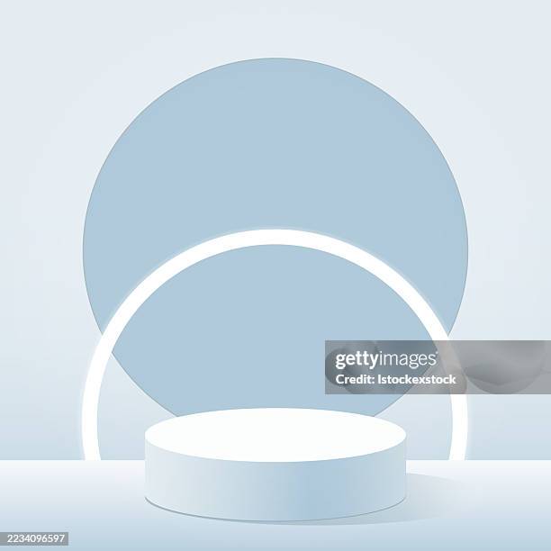 3d background products minimal podium scene with geometric platform. - light blue wall stock illustrations