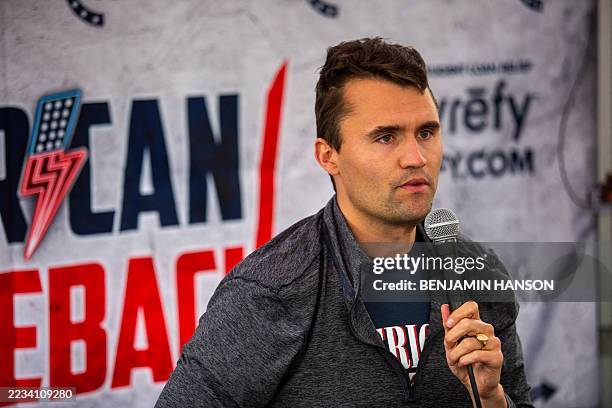 Right-wing activist Charlie Kirk debates with CSUN students during his American Comeback tour stop at CSUN in Northridge, Calif., on March 6, 2025.