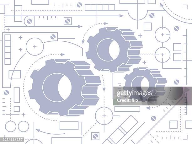 technology blueprint circuit gear machinery process modern shapes design - engineering-design-process-diagram stock illustrations