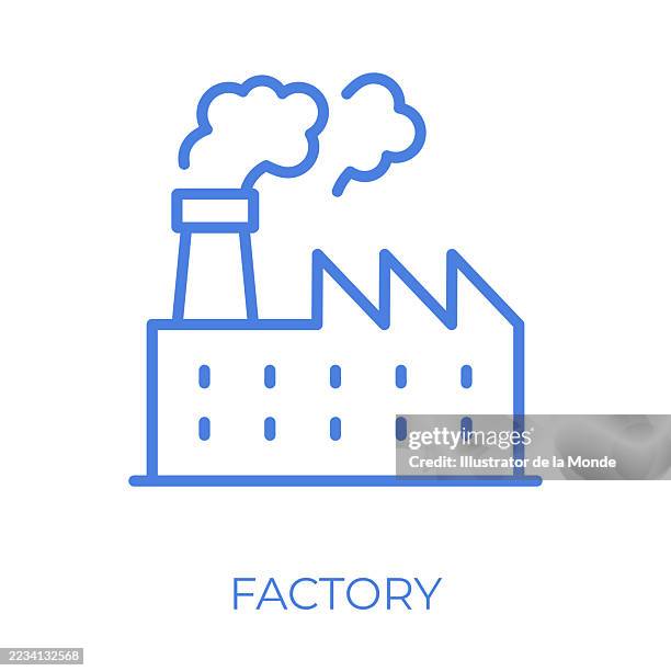 industrial building editable store line icon - factory icon stock illustrations