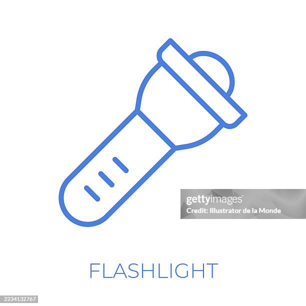 flashlight editable stroke vector illustration - flashlight night stock illustrations