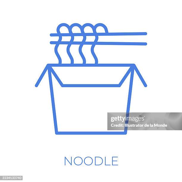noodles editable stroke vector illustration - spaghetti dinner stock illustrations