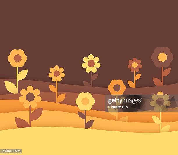 autumn flower waves abstract background - breaking through paper stock illustrations