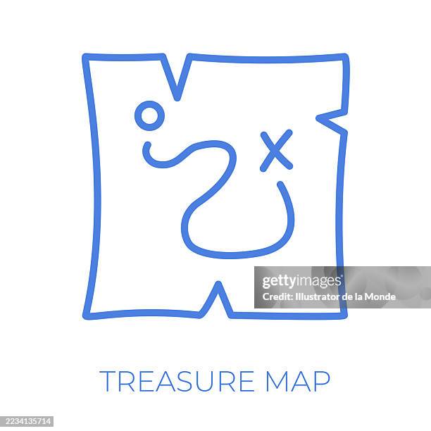 treasure map editable stroke vector illustration - treasure map stock illustrations