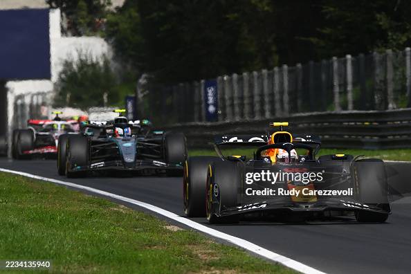 Oracle Red Bull Racing Japan Yuki Tsunoda of Japan driving the Oracle Red Bull Racing RB21 leads ...