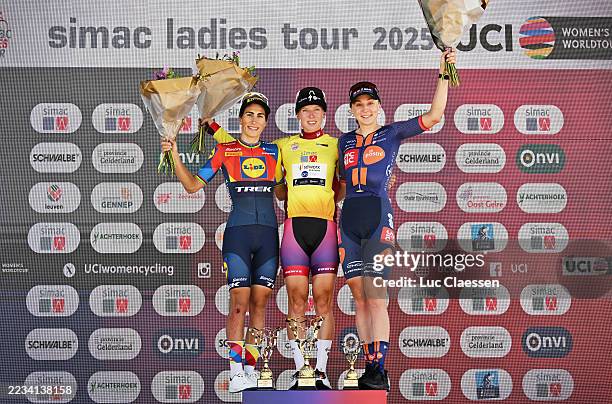Elisa Balsamo of Italy and Team Lidl - Trek on second place, race winner Lorena Wiebes of Netherlands and Team SD Worx - Protime - Yellow Leader...