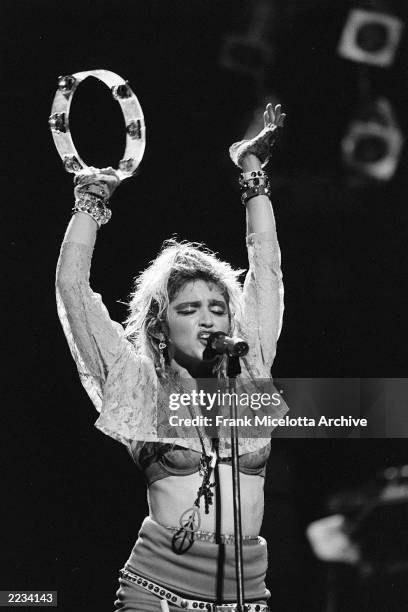 American singer Madonna performs on "The Virgin Tour" at Radio City Music Hall in New York City, June 6, 1985. Photo by Frank Micelotta/ImageDirect.