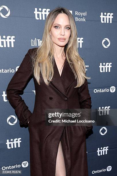 Angelina Jolie attends the premiere of "Couture" during the 2025 Toronto International Film Festival at Princess of Wales Theatre on September 07,...