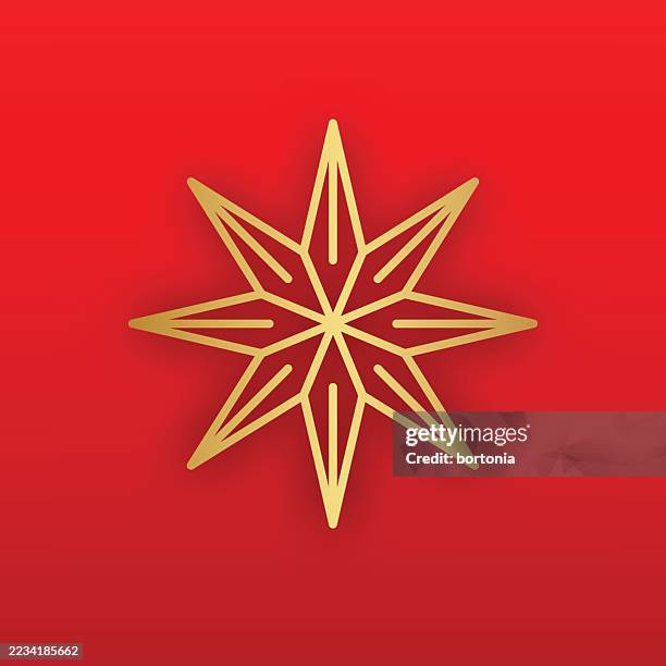 christmas star holidays gold thin line icon - tree topper stock illustrations