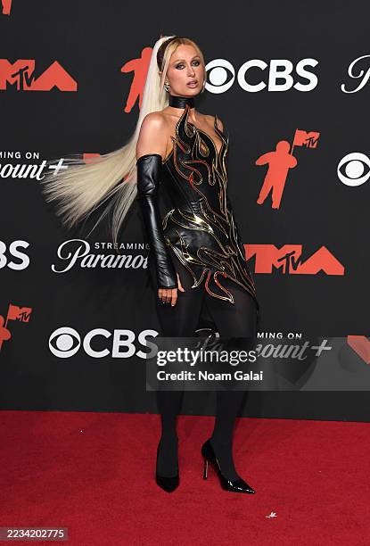 Paris Hilton attends the 2025 MTV Video Music Awards at UBS Arena on September 07, 2025 in Elmont, New York.