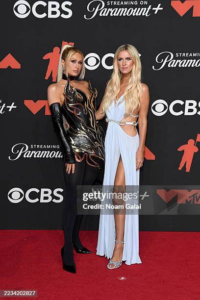 Paris Hilton and Nicky Hilton attend the 2025 MTV Video Music Awards at UBS Arena on September 07, 2025 in Elmont, New York.
