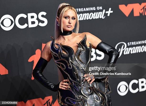 Paris Hilton attends the 2025 MTV Video Music Awards at UBS Arena on September 07, 2025 in Elmont, New York.