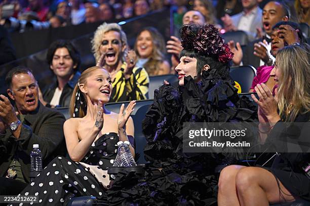 Ariana Grande and Lady Gaga during the 2025 MTV Video Music Awards at UBS Arena on September 07, 2025 in Elmont, New York.