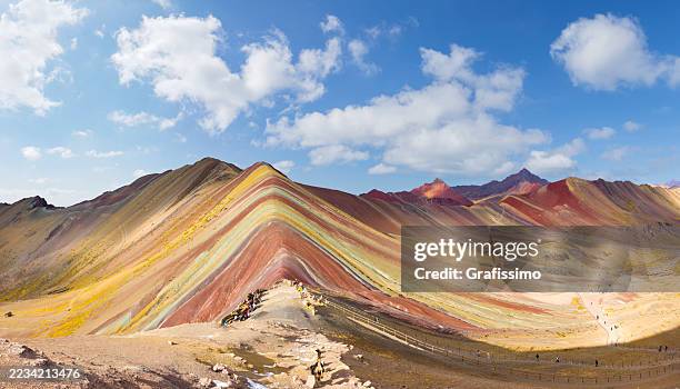 rainbow mountain or vinicunca in the andes of peru - sediment stock pictures, royalty-free photos & images