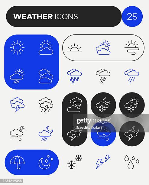 weather line icons editable stroke - winter storm stock illustrations