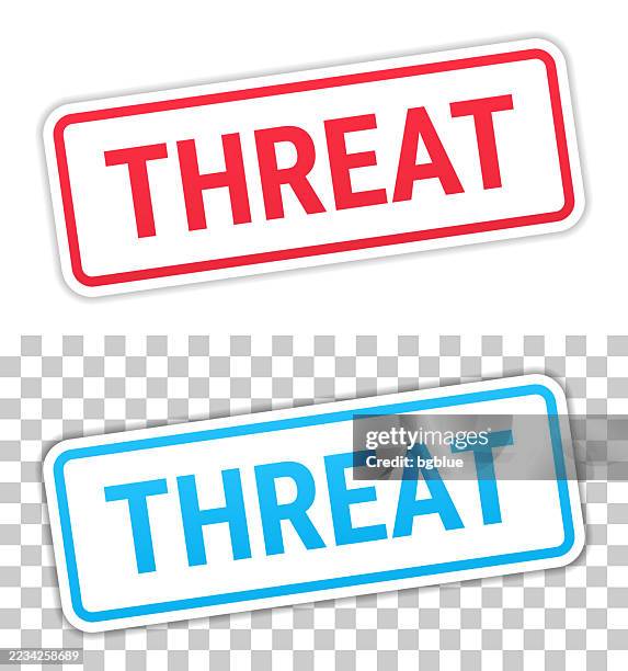 threat - red and blue labels on blank background - looming shadow stock illustrations