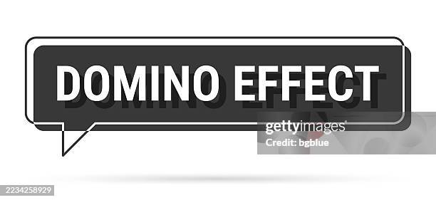 domino effect - 3d black speech bubble on white background - dominoes effect stock illustrations