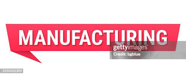 manufacturing - red speech bubble on blank background - factory worker white background stock illustrations
