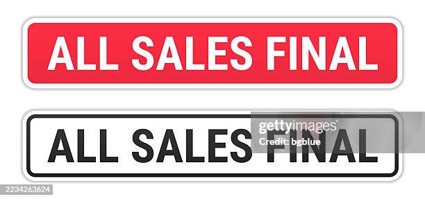 all sales final - red and black labels on white background - last time stock illustrations