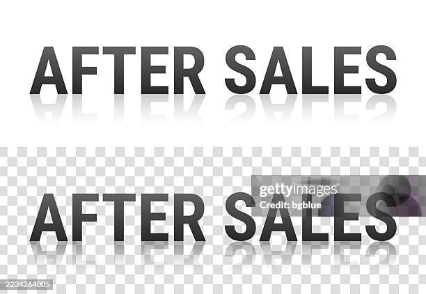 after sales - text with reflection on transparent background - after party stock illustrations