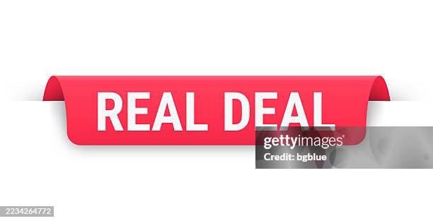 real deal - red banner, bookmark, ribbon, label on white background - bookmark stock illustrations