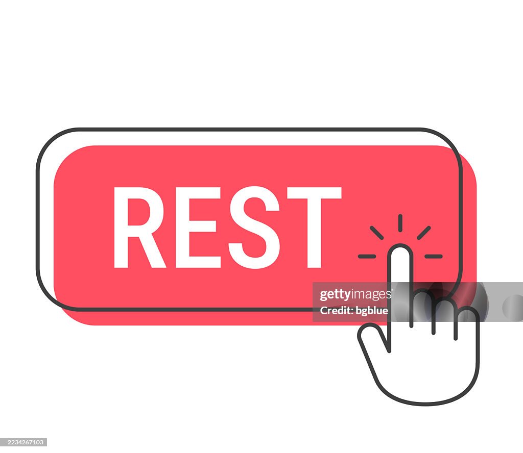 Rest Click Button With Hand Cursor On White Background High-Res Vector ...