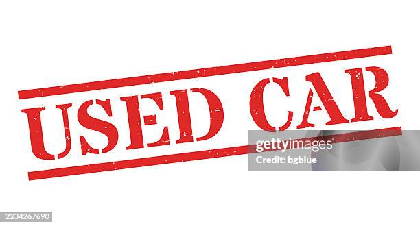 used car - red rubber stamp on blank background - used car stock illustrations