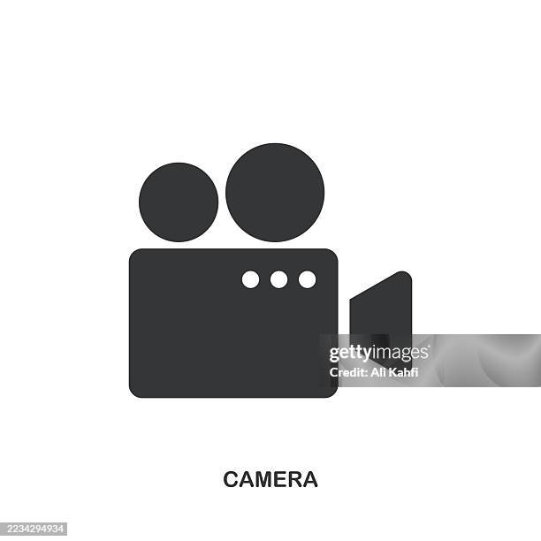 camera glyph solid icon. solid icon that can be applied anywhere, simple, pixel perfect and modern style. - webcam view stock illustrations