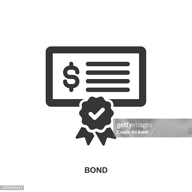 bond glyph solid icon. solid icon that can be applied anywhere, simple, pixel perfect and modern style. - bond certificate stock illustrations