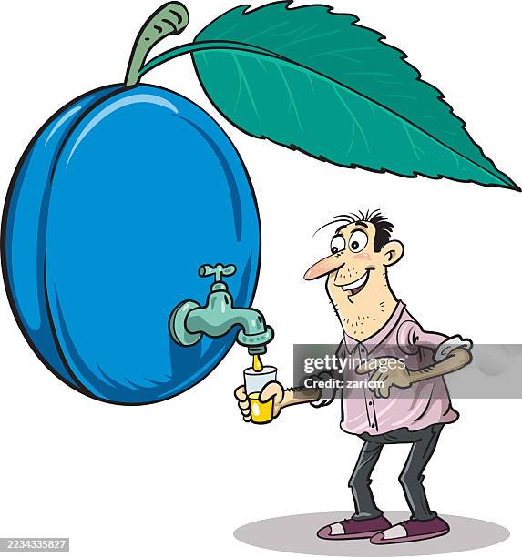 a man drinks plum brandy - lumberjack stock illustrations