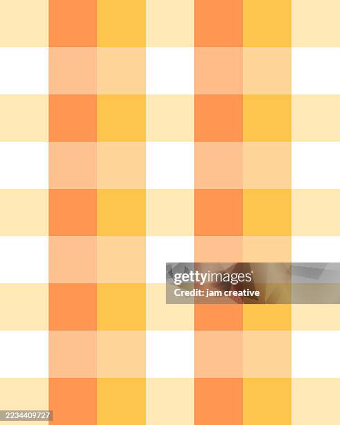 cute halloween gingham patterned background in candy corn colors - blanket background stock illustrations