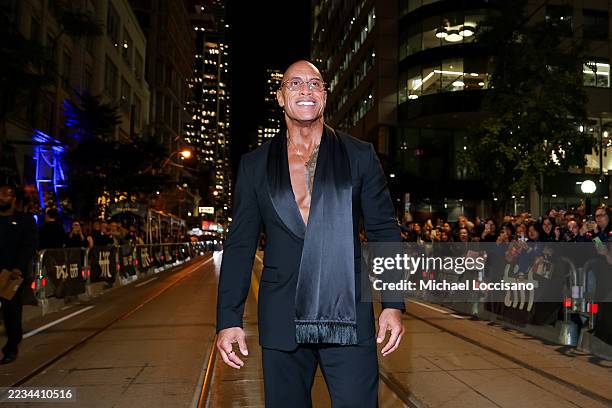 Dwayne Johnson attends the premiere of "The Smashing Machine" during the 2025 Toronto International Film Festival at Princess of Wales Theatre on...