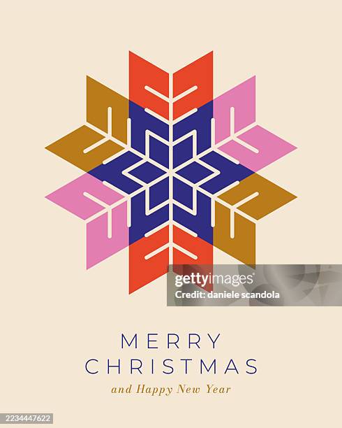 merry christmas background with geometric snowflake. - snowflake shape stock illustrations