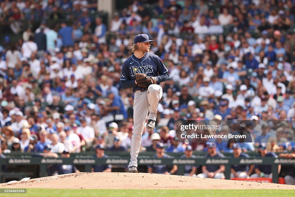 Chicago Rays Shane Baz of the Tampa Bay Rays pitches during the game between the ...