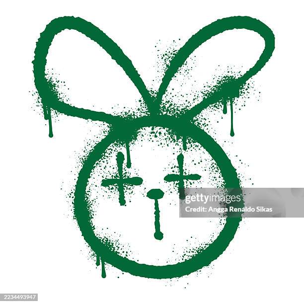bunny rabbit head airbrush spraypaint graffiti hand drawn - tshirt texture stock illustrations