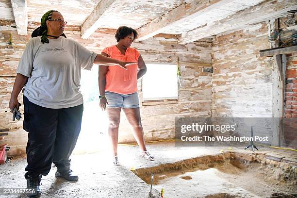 Gwen Bankins and Dayania Carroll talk about their experiences with the archealogy project around and inside the slave quarters at the Sotterley...
